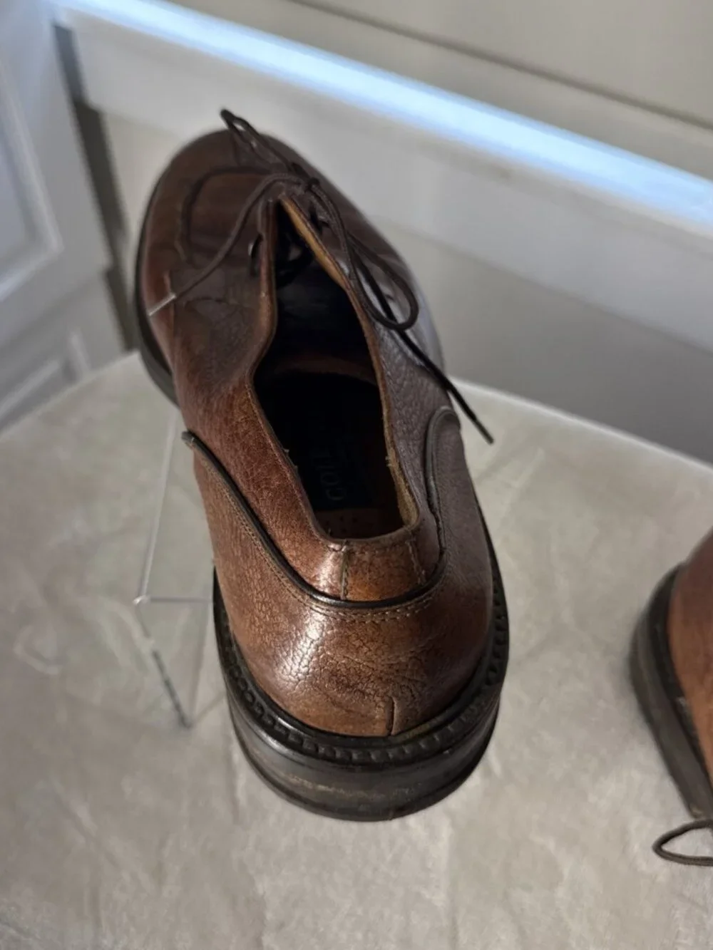 COLE HAAN Sz. 9.5 D Brown Cognac Leather Men's Oxford Shoes Lace Vintage Nice
